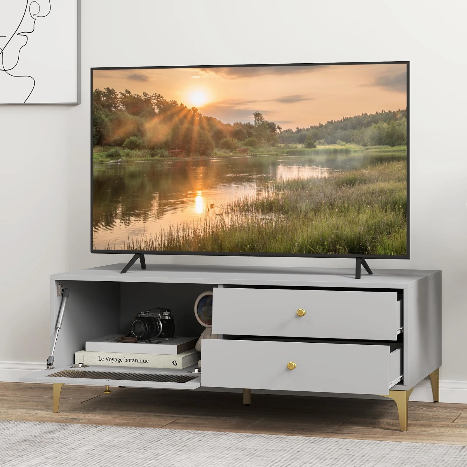 Giantex TV Stand for TVs up to 55, Entertainment Center with Storage Drawers