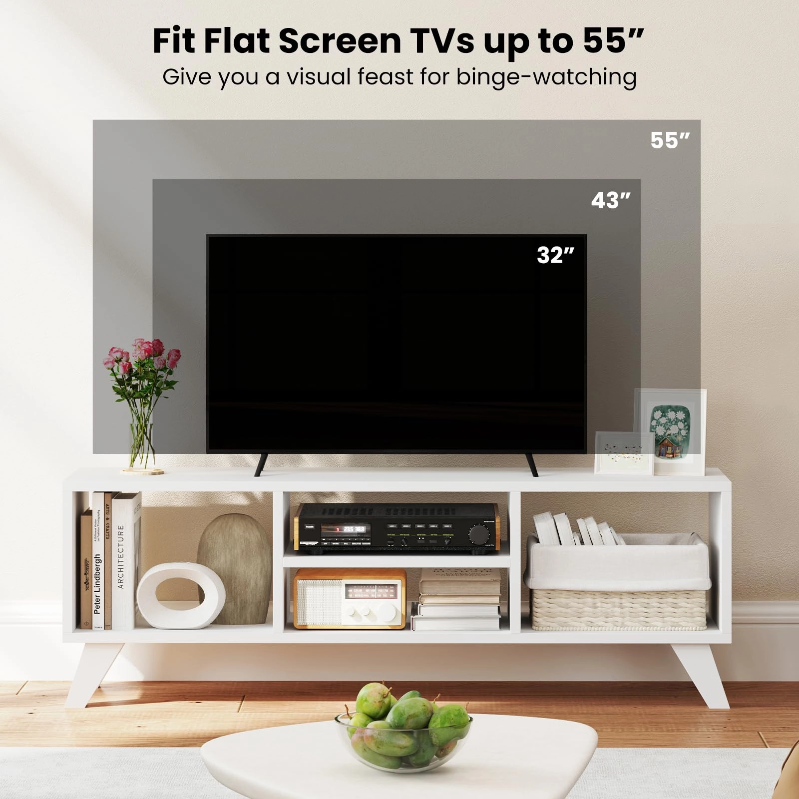 Giantex TV Stand for TVs up to 55", 4-Cubby Entertainment Center