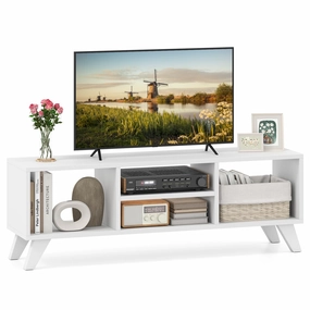 Giantex TV Stand for TVs up to 55", 4-Cubby Entertainment Center doormat, welcome mat