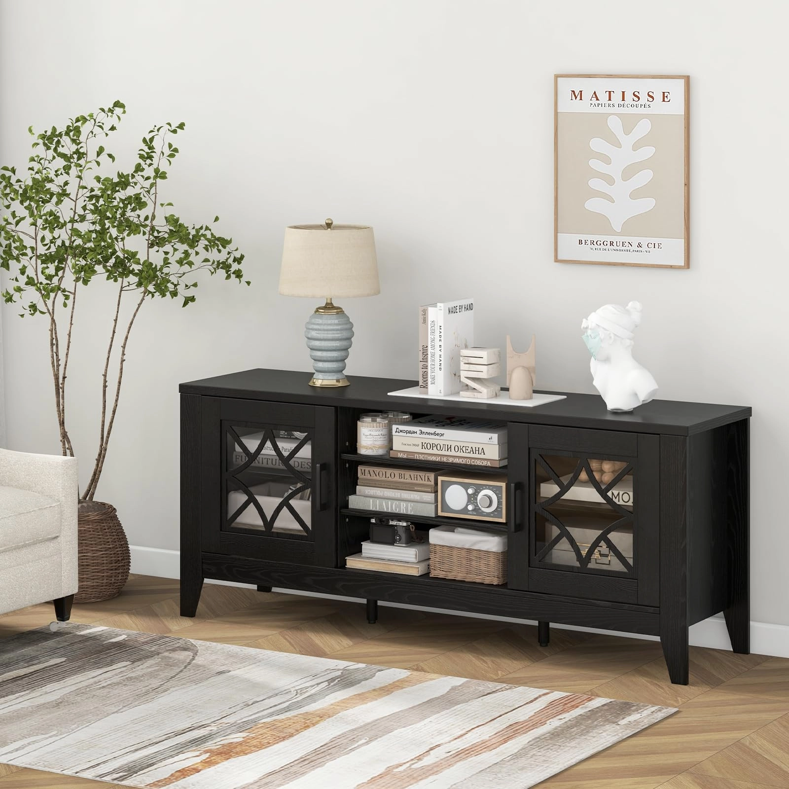 Giantex TV Stand for TVs up to 65, Entertainment Center with 3-Position Adjustable Shelves