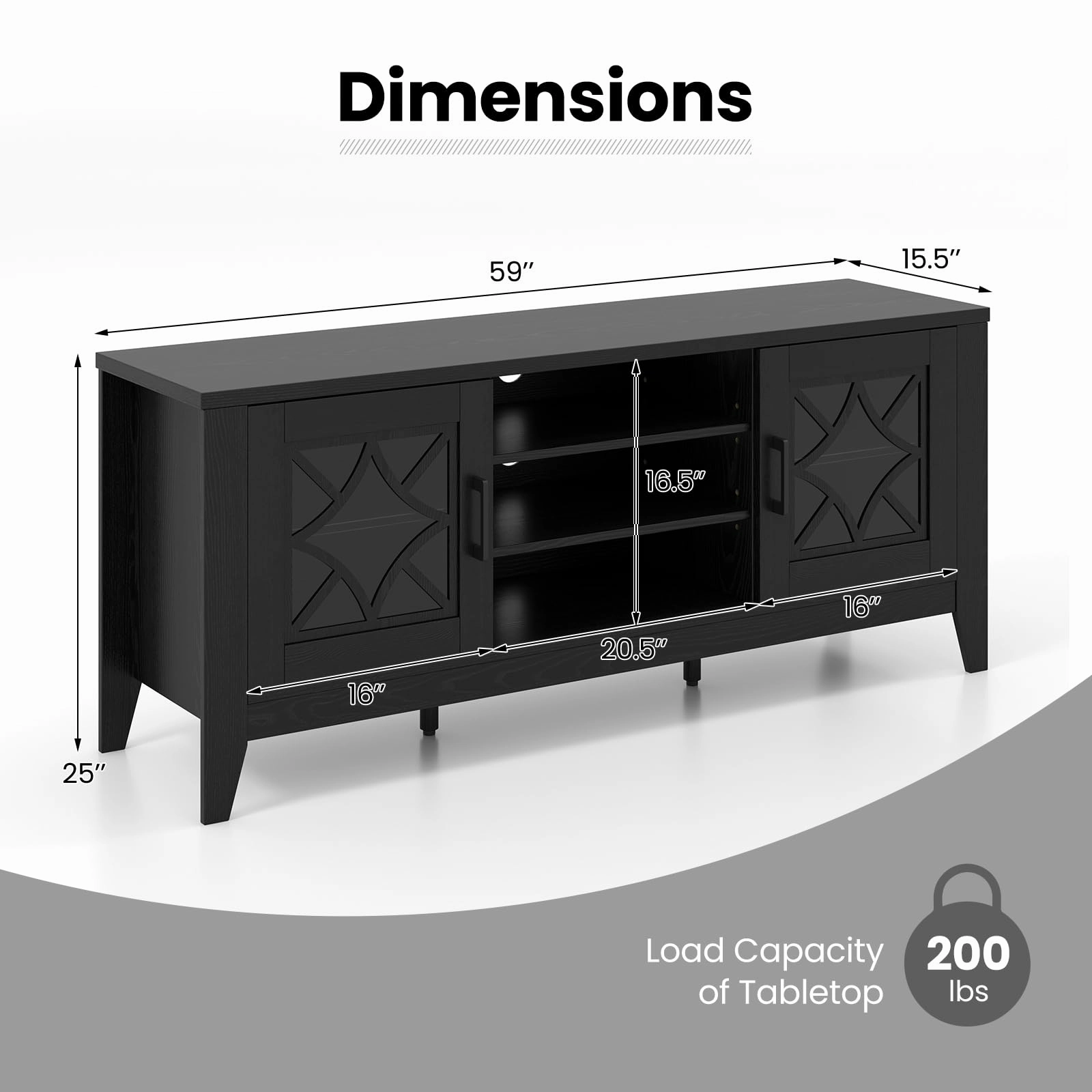 Giantex TV Stand for TVs up to 65, Entertainment Center with 3-Position Adjustable Shelves