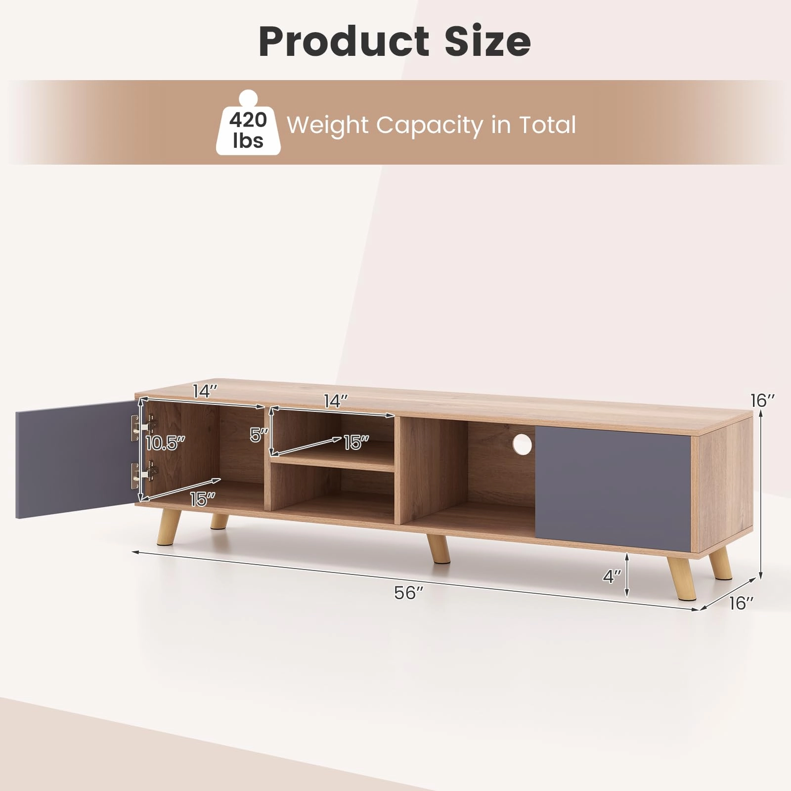 Giantex TV Stand for TVs up to 65 Inch, Entertainment Center with 2 Side Cabinets