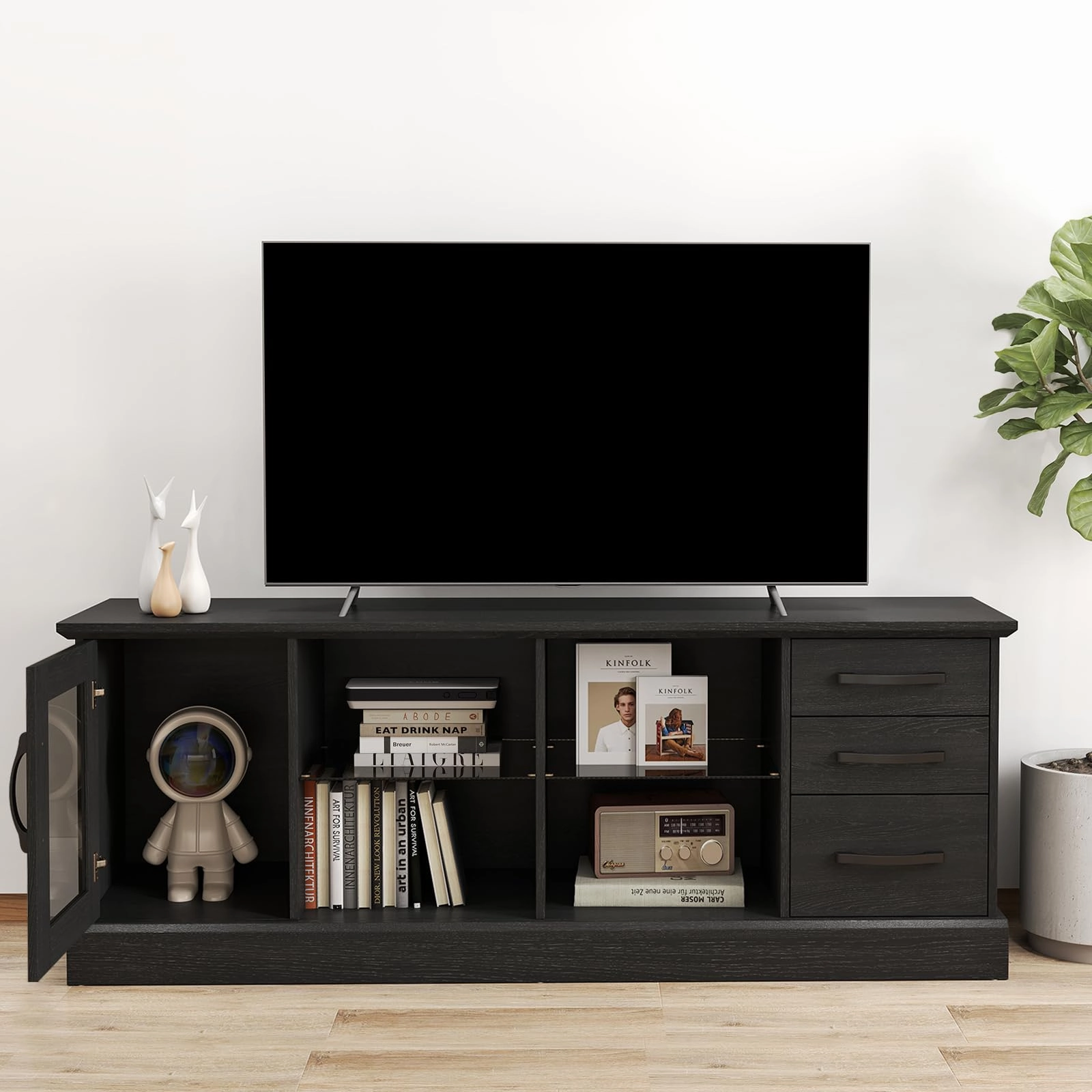 Giantex TV Stand for TVs up to 73, Entertainment Center w/Cable Management Holes, Drawers