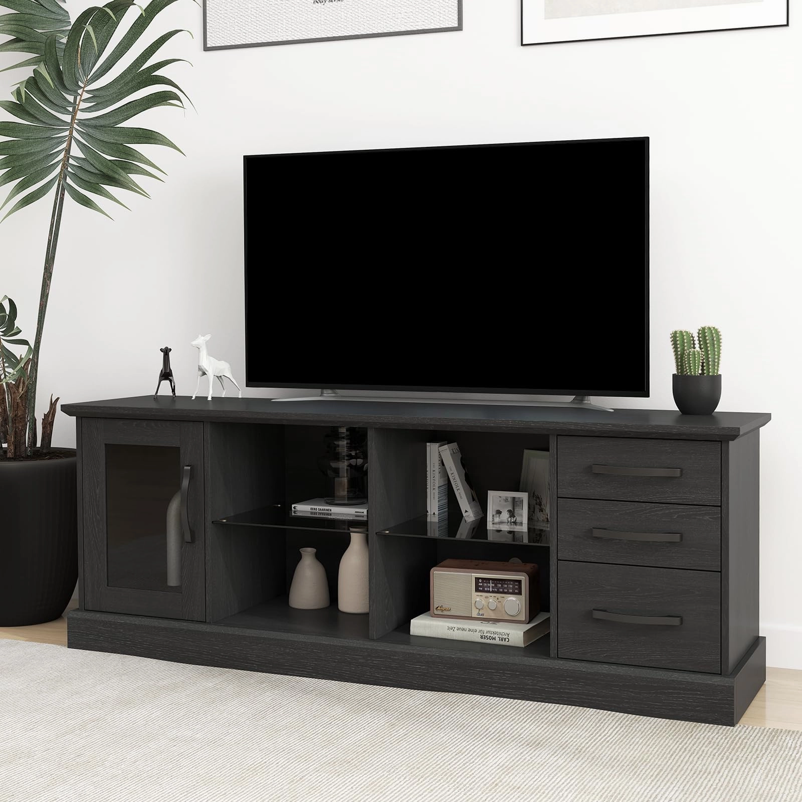 Giantex TV Stand for TVs up to 73, Entertainment Center w/Cable Management Holes, Drawers