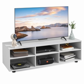 Giantex TV Stand with Cube Storage - TV Console Cabinet w/ 6 Open Compartments doormat, welcome mat