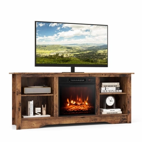 Giantex TV Stand with Fireplace - TV Cabinet with Adjustable Shelves doormat, welcome mat