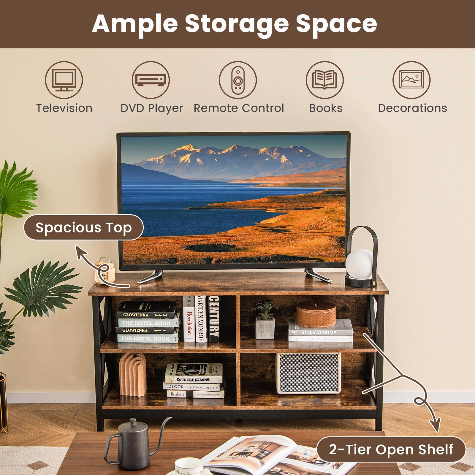 Giantex TV Stands for Living Room - 3-Tier Media Console Table with Storage Shelves
