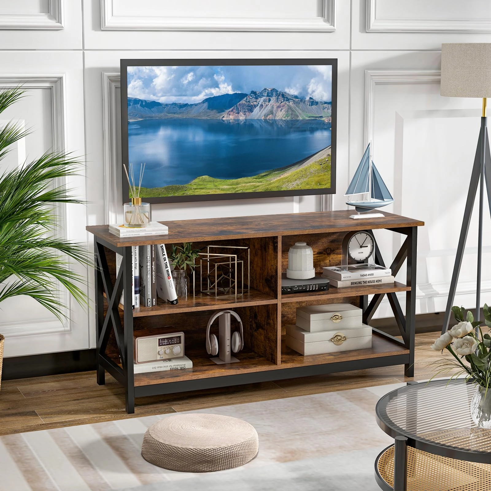 Giantex TV Stands for Living Room - 3-Tier Media Console Table with Storage Shelves