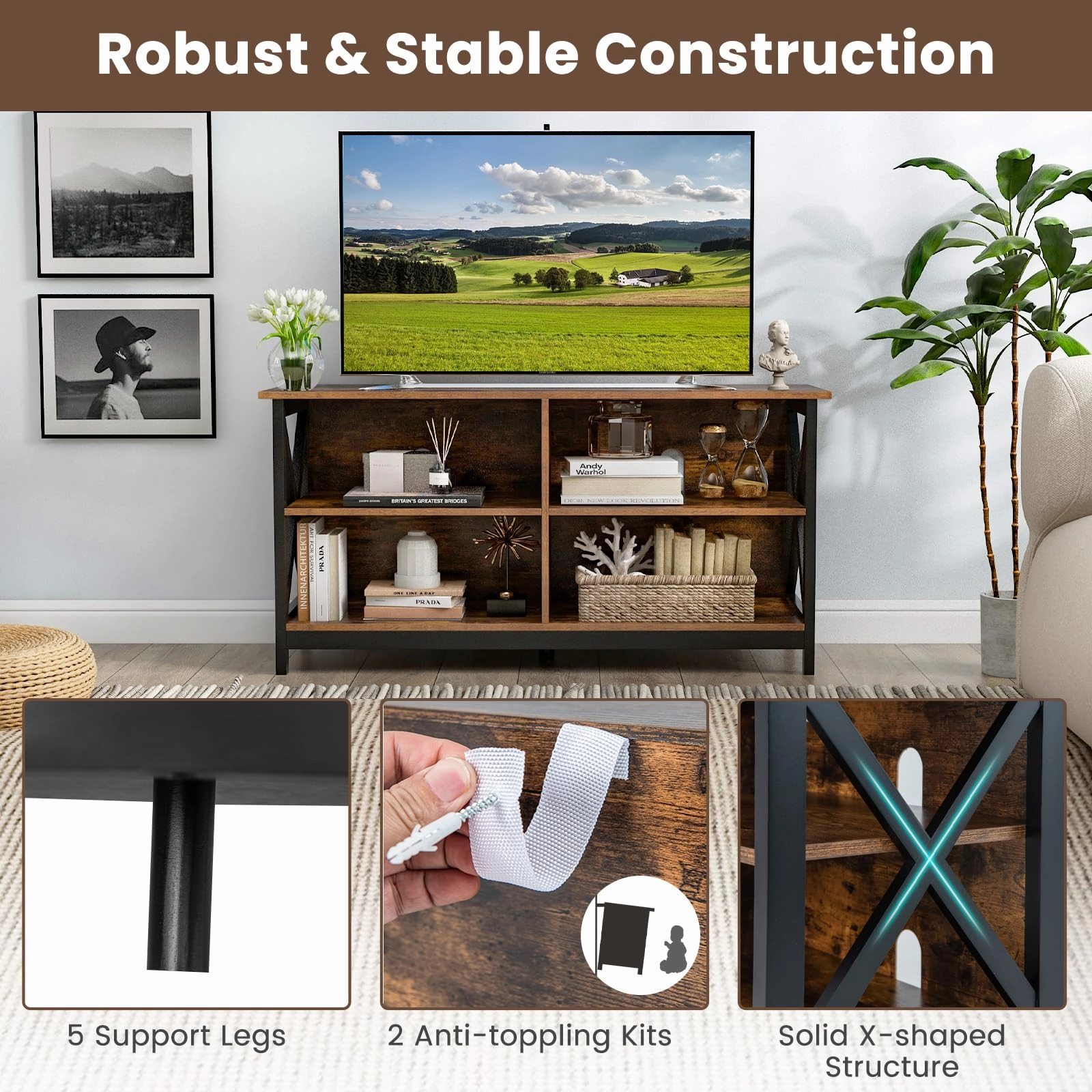 Giantex TV Stands for Living Room - 3-Tier Media Console Table with Storage Shelves