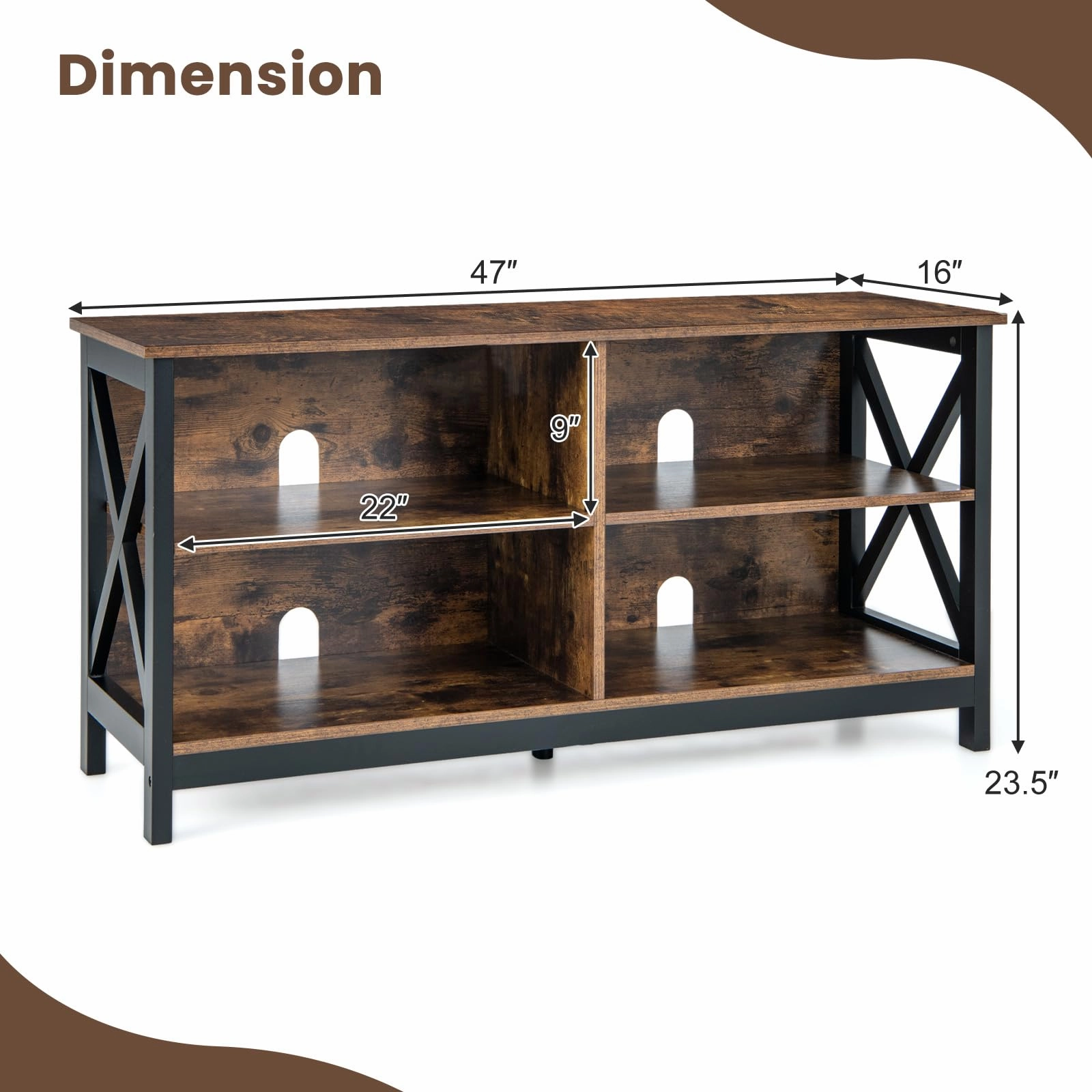Giantex TV Stands for Living Room - 3-Tier Media Console Table with Storage Shelves