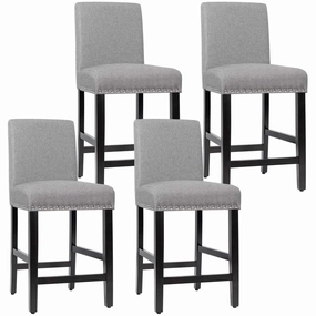 Giantex Upholstered Counter Height Bar Stools w/ Rubber Wood Legs, Breathable Linen Fabric kitchen towel, placemats