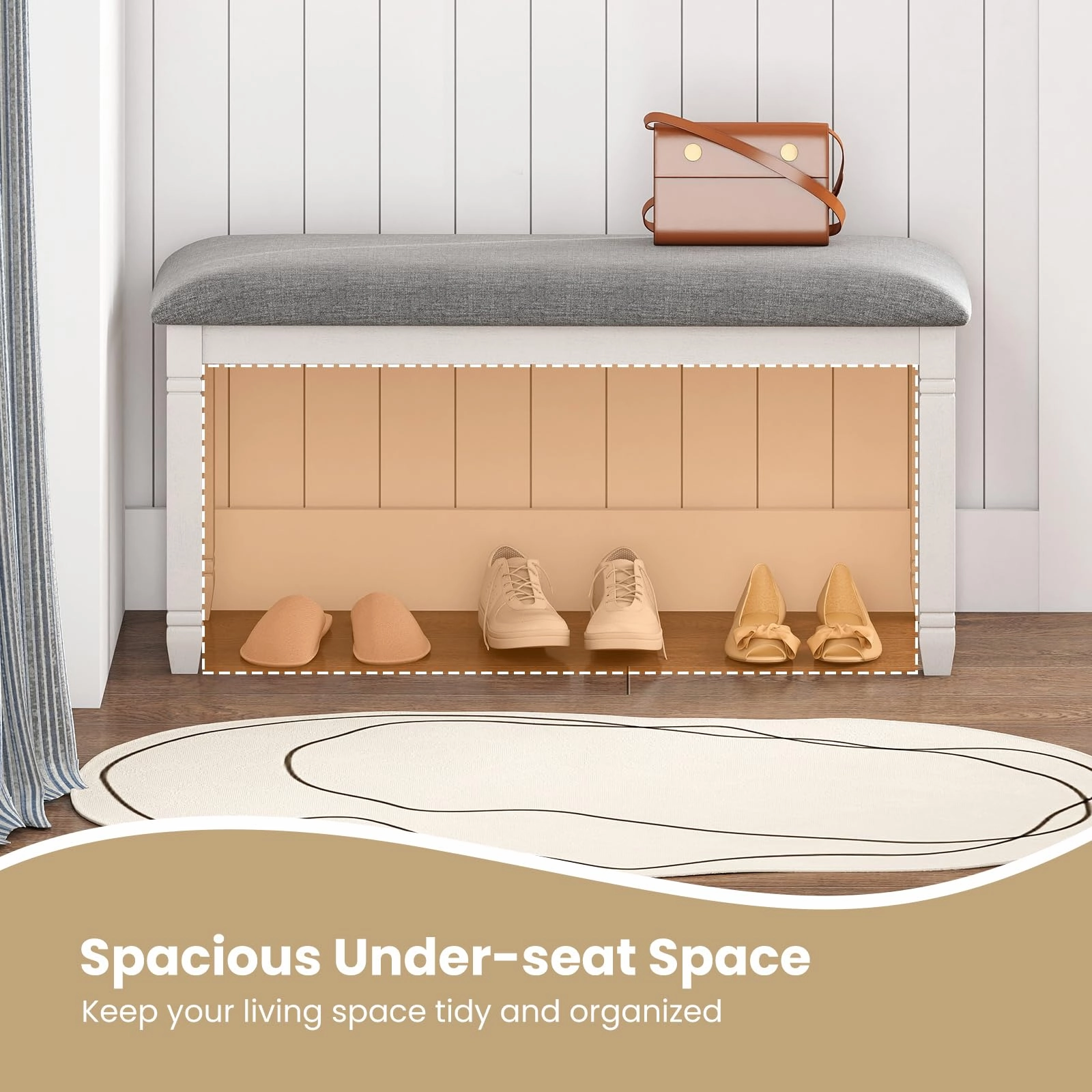 Giantex Upholstered Dining Bench with Padded Seat