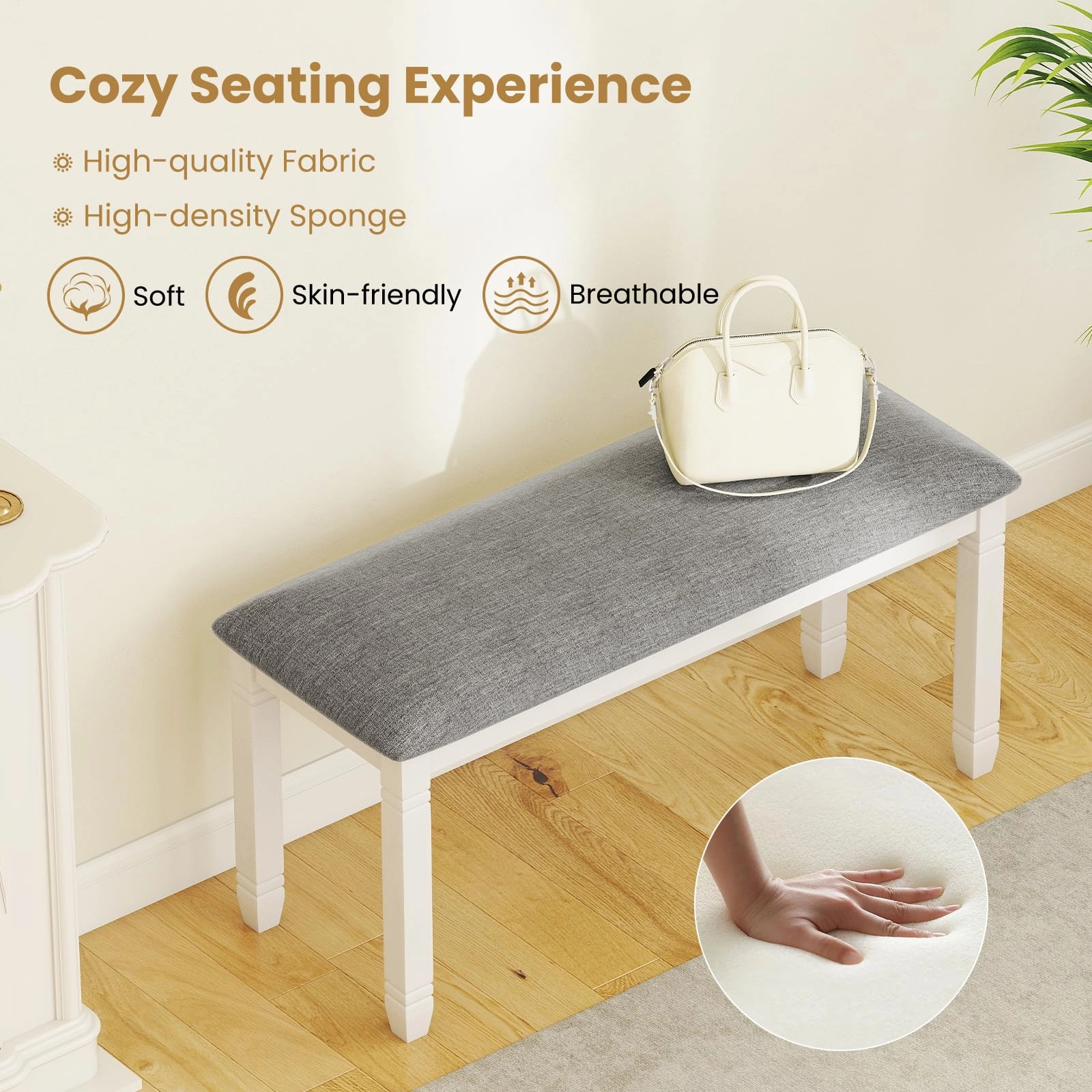 Giantex Upholstered Dining Bench with Padded Seat