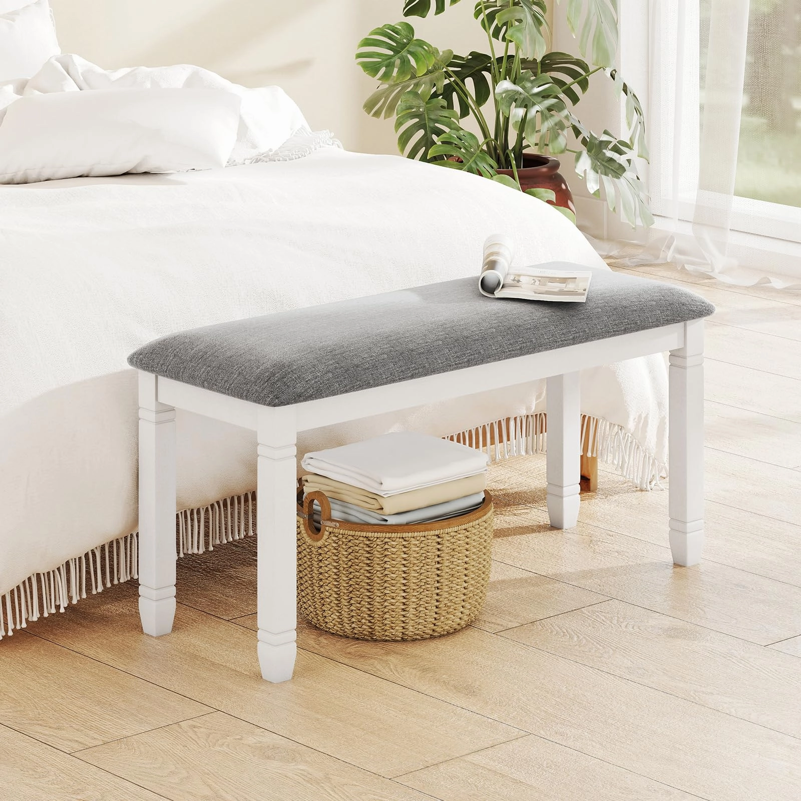 Giantex Upholstered Dining Bench with Padded Seat