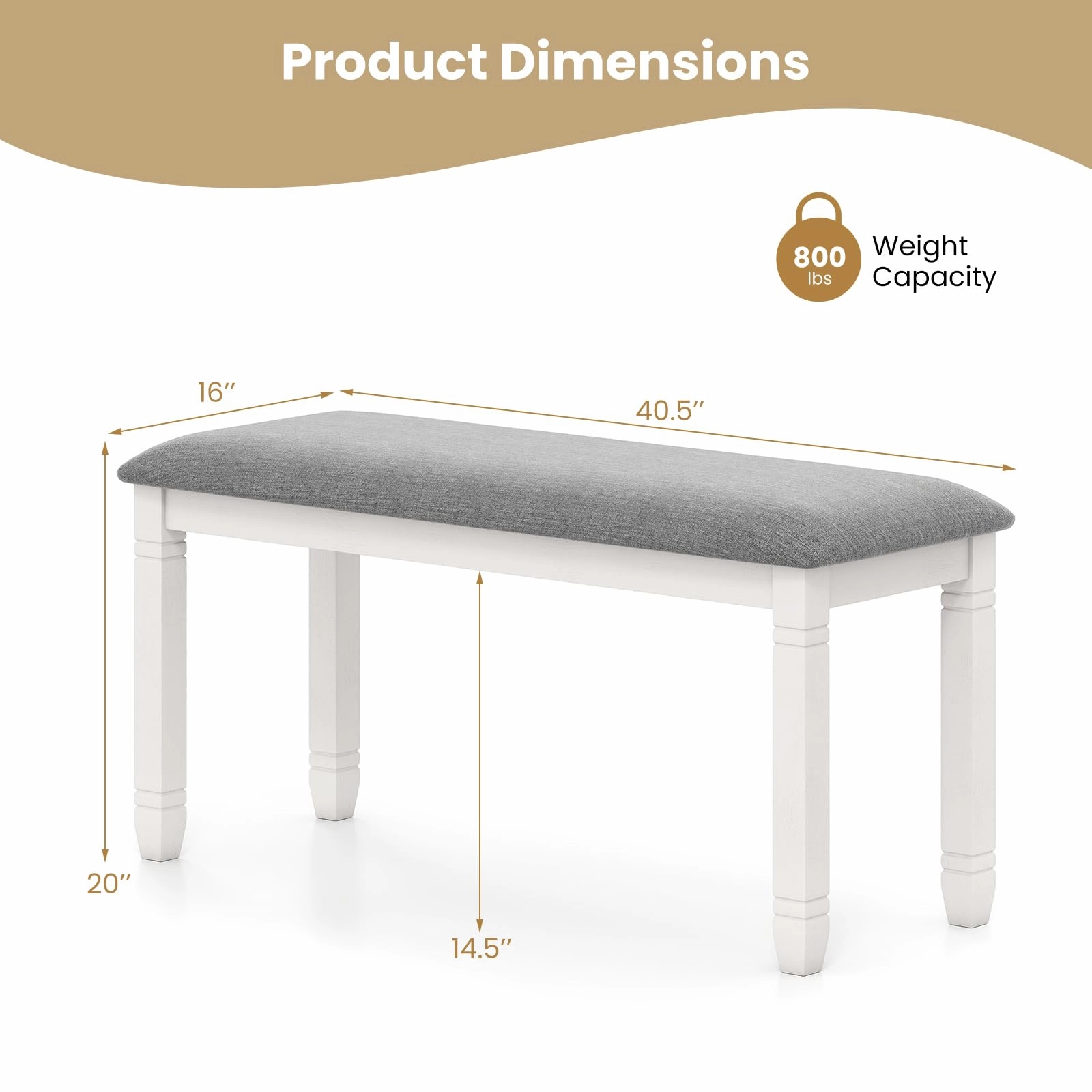 Giantex Upholstered Dining Bench with Padded Seat