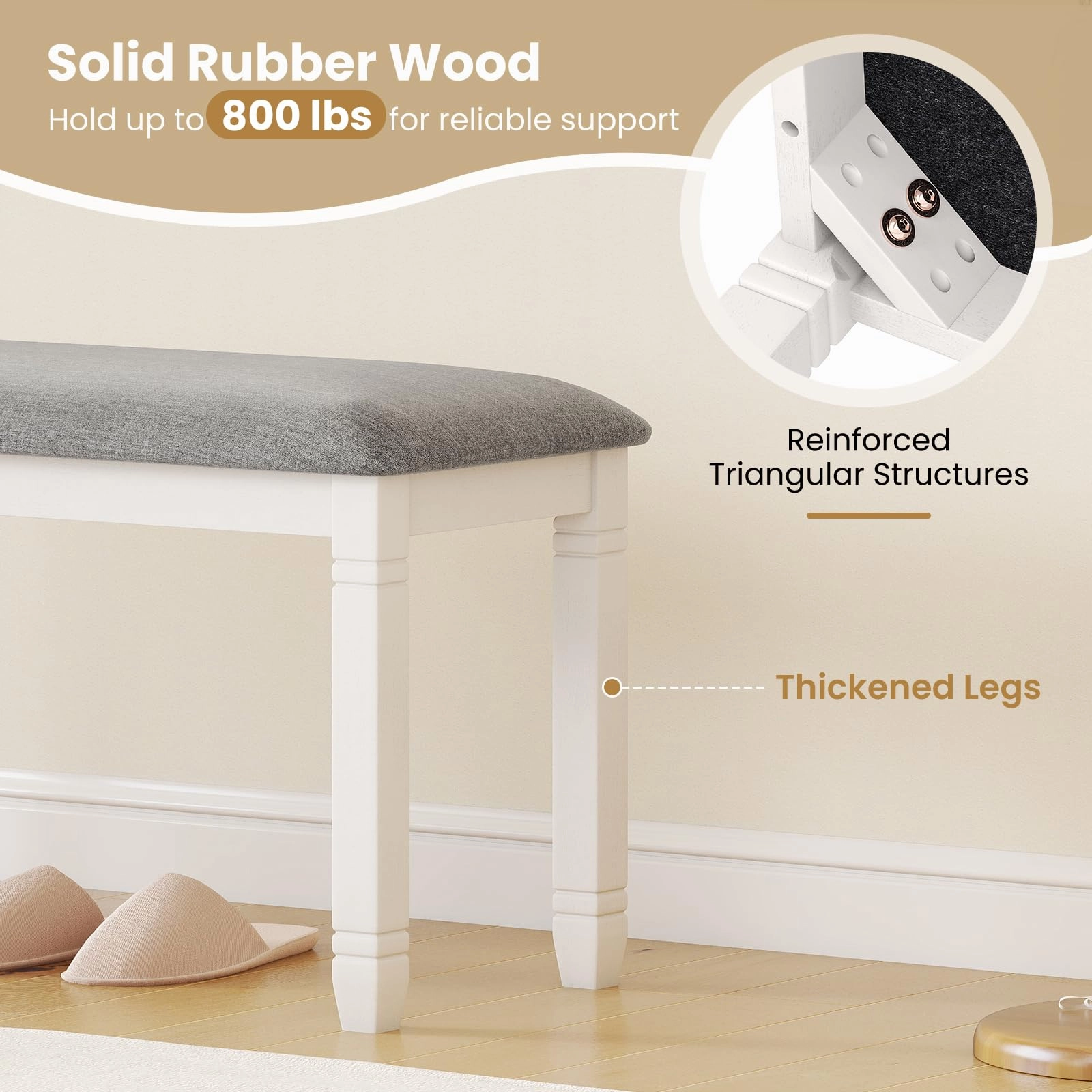 Giantex Upholstered Dining Bench with Padded Seat