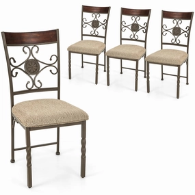 Giantex Upholstered Dining Chair Set, Vintage Metal Dining Chairs with Soft Padded Seat Cushion kitchen towel, placemats