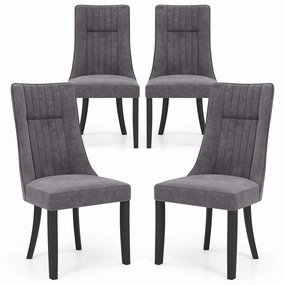 Giantex Upholstered Dining Chairs Set, Channel Tufted Kitchen Chairs w/High Backrest kitchen towel, placemats