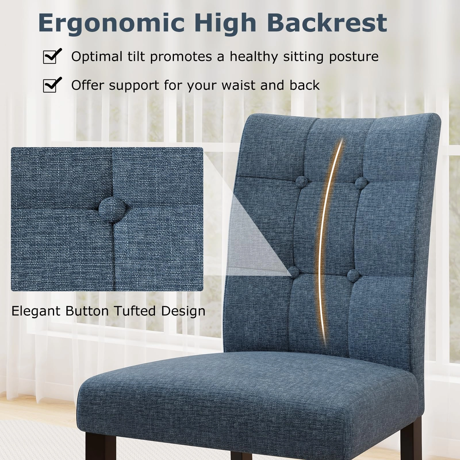 Giantex Upholstered Dining Chairs Set for Restaurant