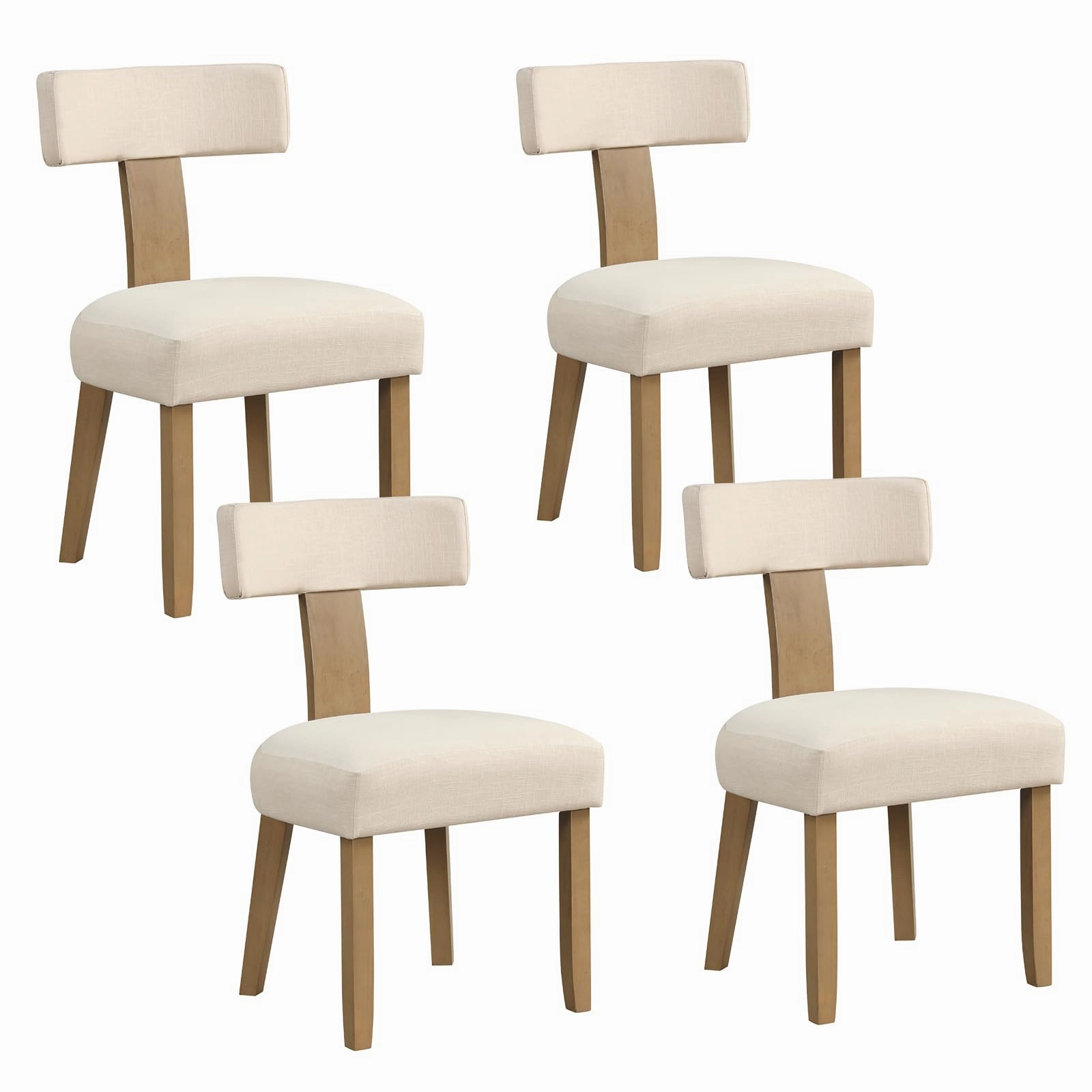 Giantex Upholstered Dining Chairs Set, Mid Century Modern Kitchen Chairs w/Curved Backrest & Rubber Wood Legs kitchen towel, placemats