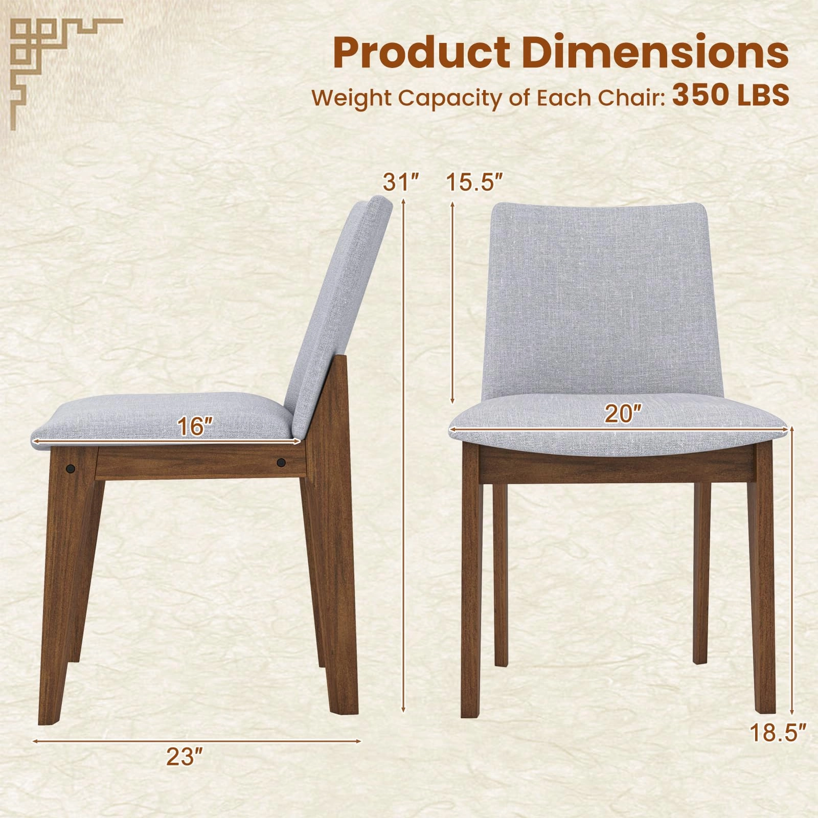 Giantex Upholstered Dining Chairs Set of 2/4, Linen Fabric Wooden Kitchen Chairs w/Rubber Wood Frame