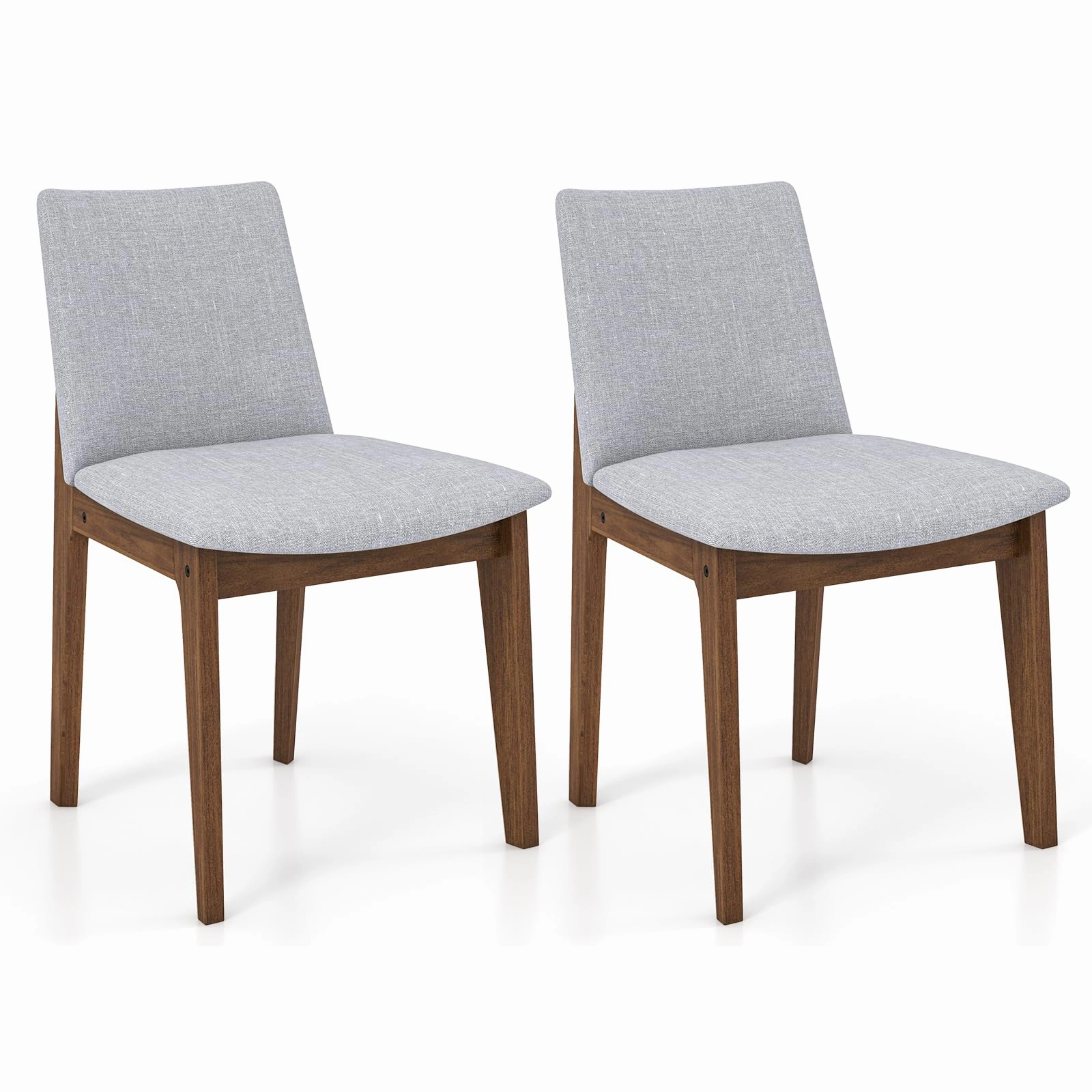 Giantex Upholstered Dining Chairs Set of 2/4, Linen Fabric Wooden Kitchen Chairs w/Rubber Wood Frame