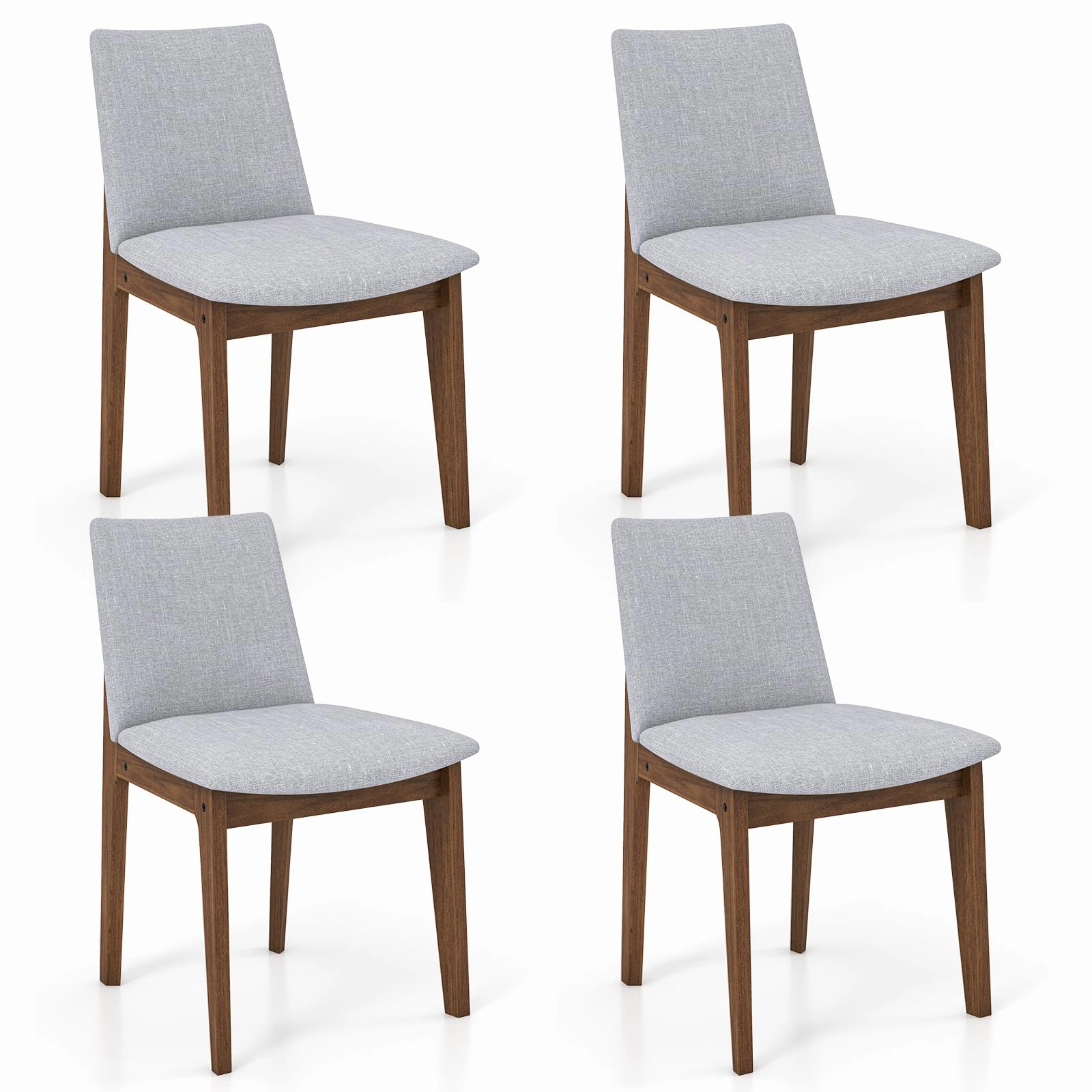 Giantex Upholstered Dining Chairs Set of 2/4, Linen Fabric Wooden Kitchen Chairs w/Rubber Wood Frame kitchen towel, placemats