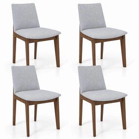 Giantex Upholstered Dining Chairs Set of 2/4, Linen Fabric Wooden Kitchen Chairs w/Rubber Wood Frame kitchen towel, placemats