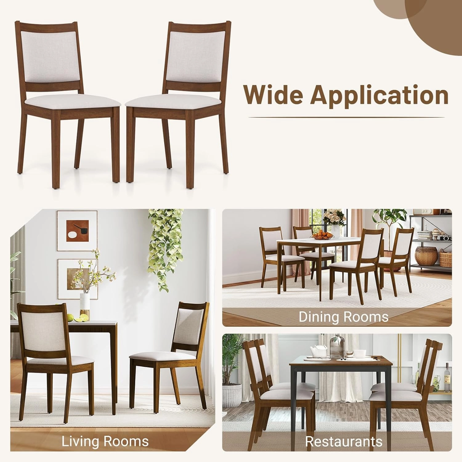 Giantex Upholstered Dining Chairs Set of 2/4, Modern Farmhouse Kitchen Chairs w/Padded Backrest & Cushioned Seat, Rubber Wood Frame