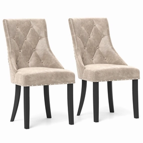 Giantex Upholstered Dining Chairs Set of 2/4, Tufted Wingback Kitchen Chairs w/Solid Wood Legs, Padded Seat kitchen towel, placemats