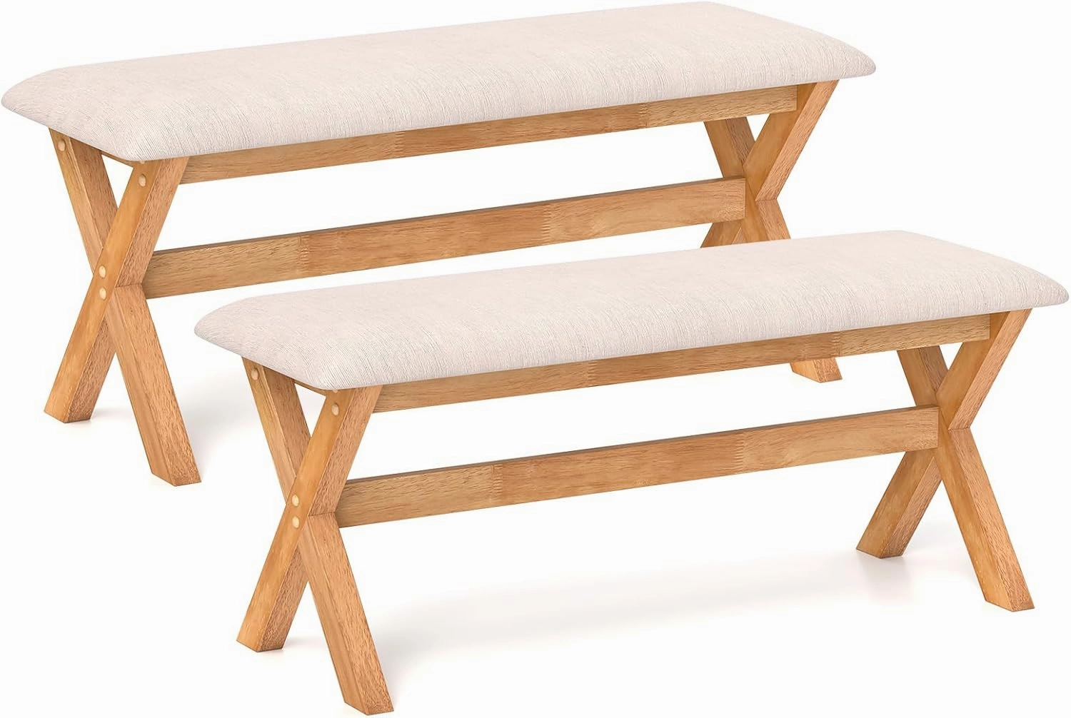 Giantex Upholstered Long Entryway Bench, Rubber Wood Dining Bench with Padded Seat, 43.5x15.5x17.5 Inches, 400 Lbs Capacity