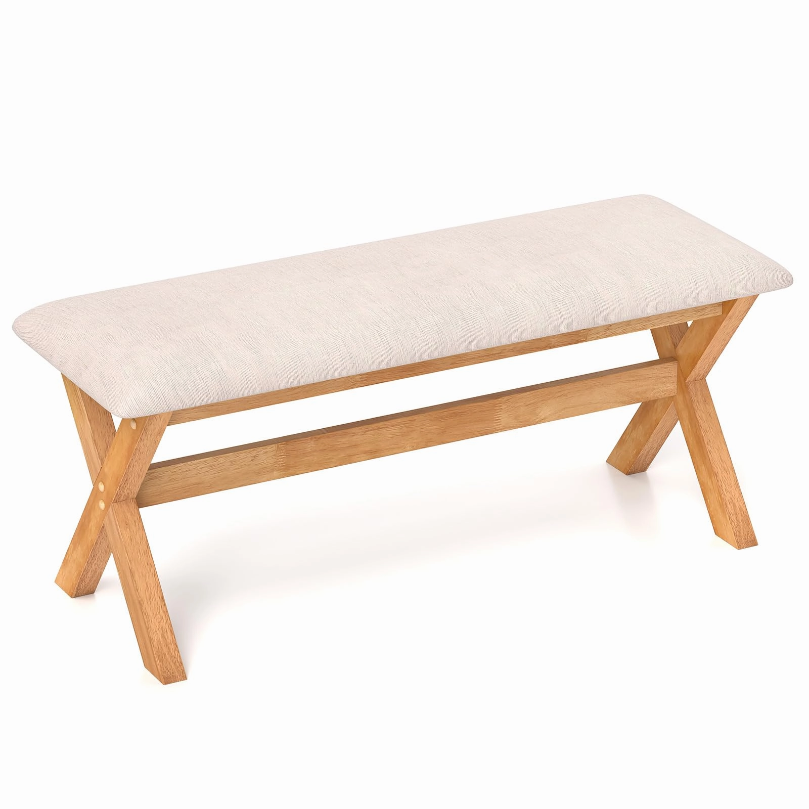 Giantex Upholstered Long Entryway Bench, Rubber Wood Dining Bench with Padded Seat, 43.5x15.5x17.5 Inches, 400 Lbs Capacity kitchen towel, placemats