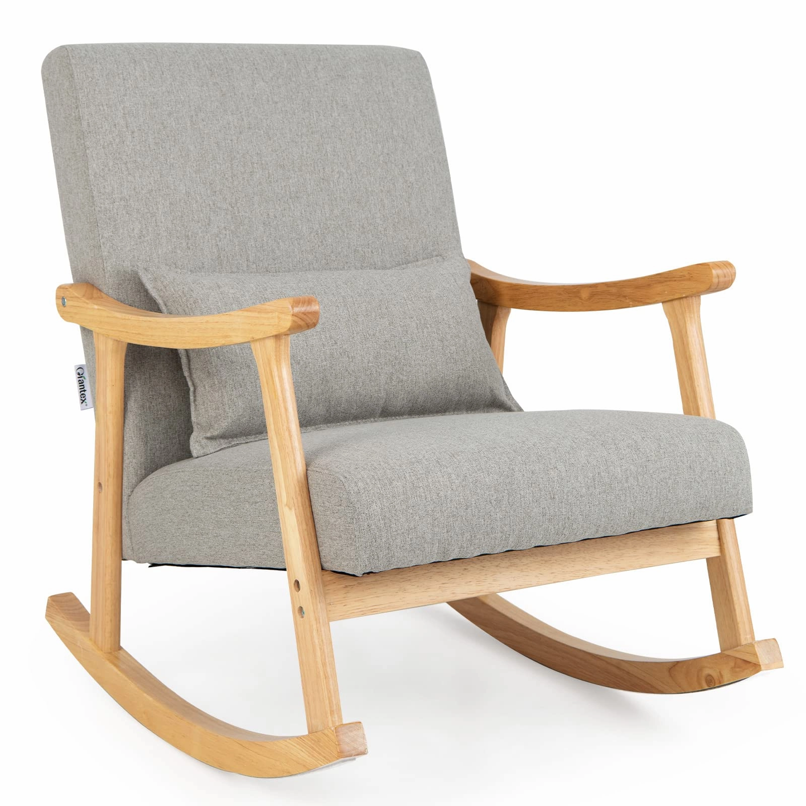 Giantex Upholstered Rocking Chair - Modern Rocker with Rubber Wood Frame, Comfy Backrest & Seat sectional sofa, corner couch