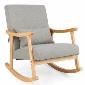Giantex Upholstered Rocking Chair - Modern Rocker with Rubber Wood Frame, Comfy Backrest & Seat recliner chair, sleeper chair
