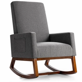 Giantex Upholstered Rocking Chair, Modern Fabric Armchair w/Wood Base sectional sofa, corner couch