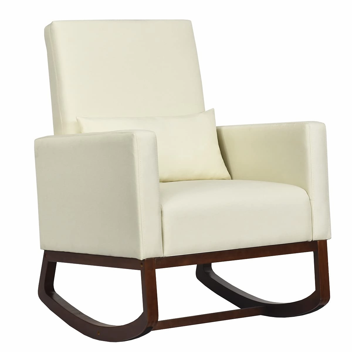 Giantex Upholstered Rocking Chair, Modern High Back Armchair sectional sofa, corner couch