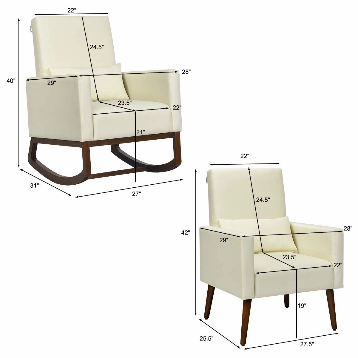 Giantex Upholstered Rocking Chair, Modern High Back Armchair