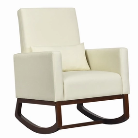 Giantex Upholstered Rocking Chair, Modern High Back Armchair recliner chair, sleeper chair