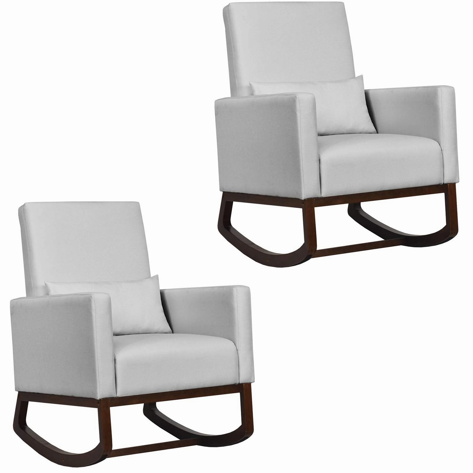Giantex Upholstered Rocking Chair, Modern High Back Armchair