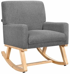 Giantex Upholstered Rocking Chair with Fabric Padded Seat and Solid Wood Base sectional sofa, corner couch