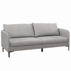 Giantex Upholstered Sofa Couch, 76" Modern Grey Loveseat storage ottoman, pouf