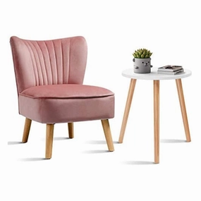 Giantex Velvet Accent Chair with End Table Set sectional sofa, corner couch