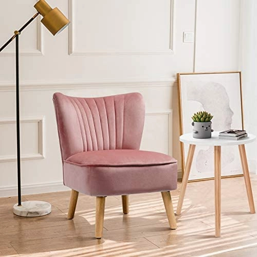 Giantex Velvet Accent Chair with End Table Set