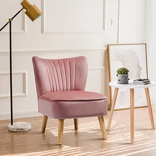 Giantex Velvet Accent Chair with End Table Set