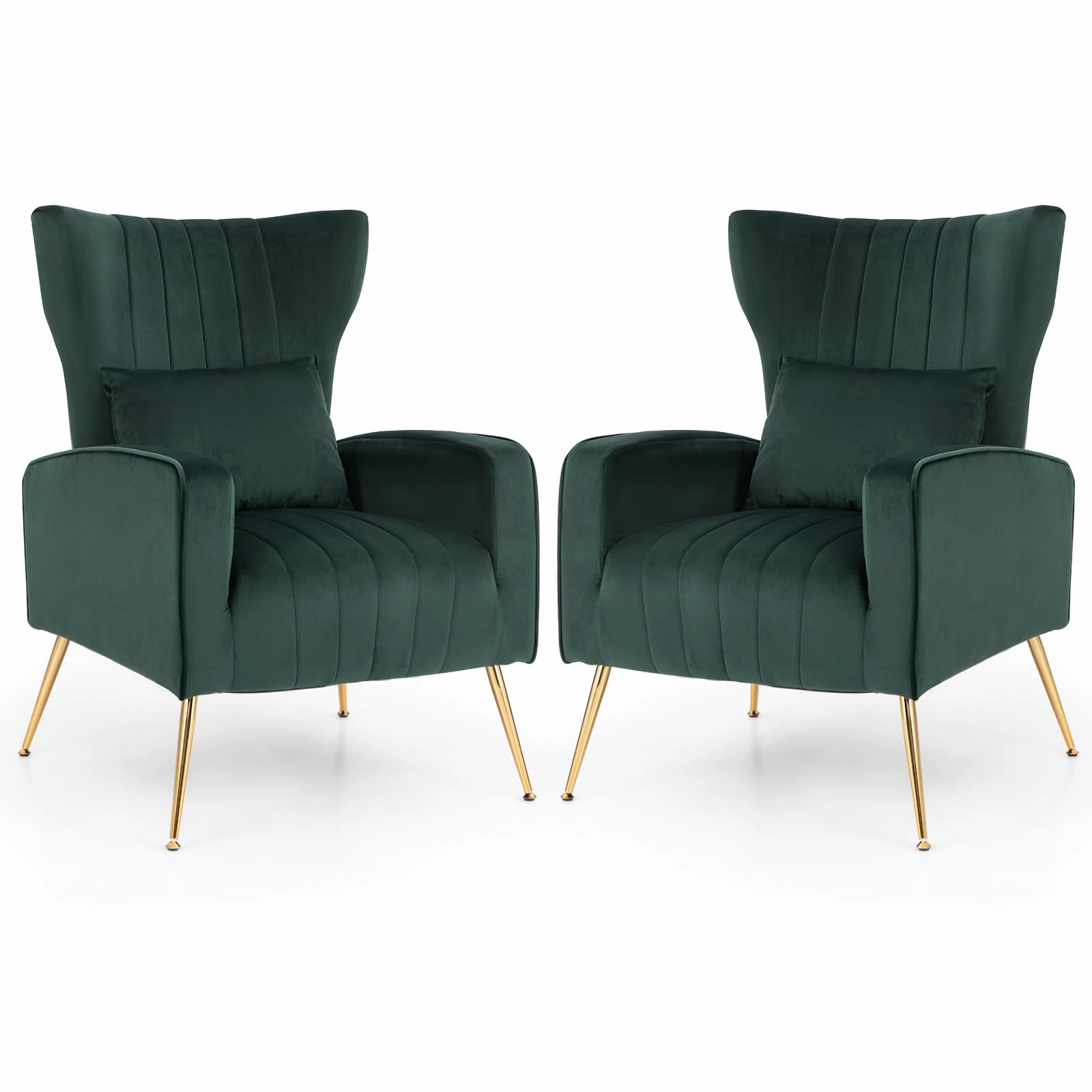 Giantex Velvet Accent Chair with Lumbar Pillow