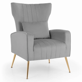 Giantex Velvet Accent Chair with Lumbar Pillow recliner chair, sleeper chair