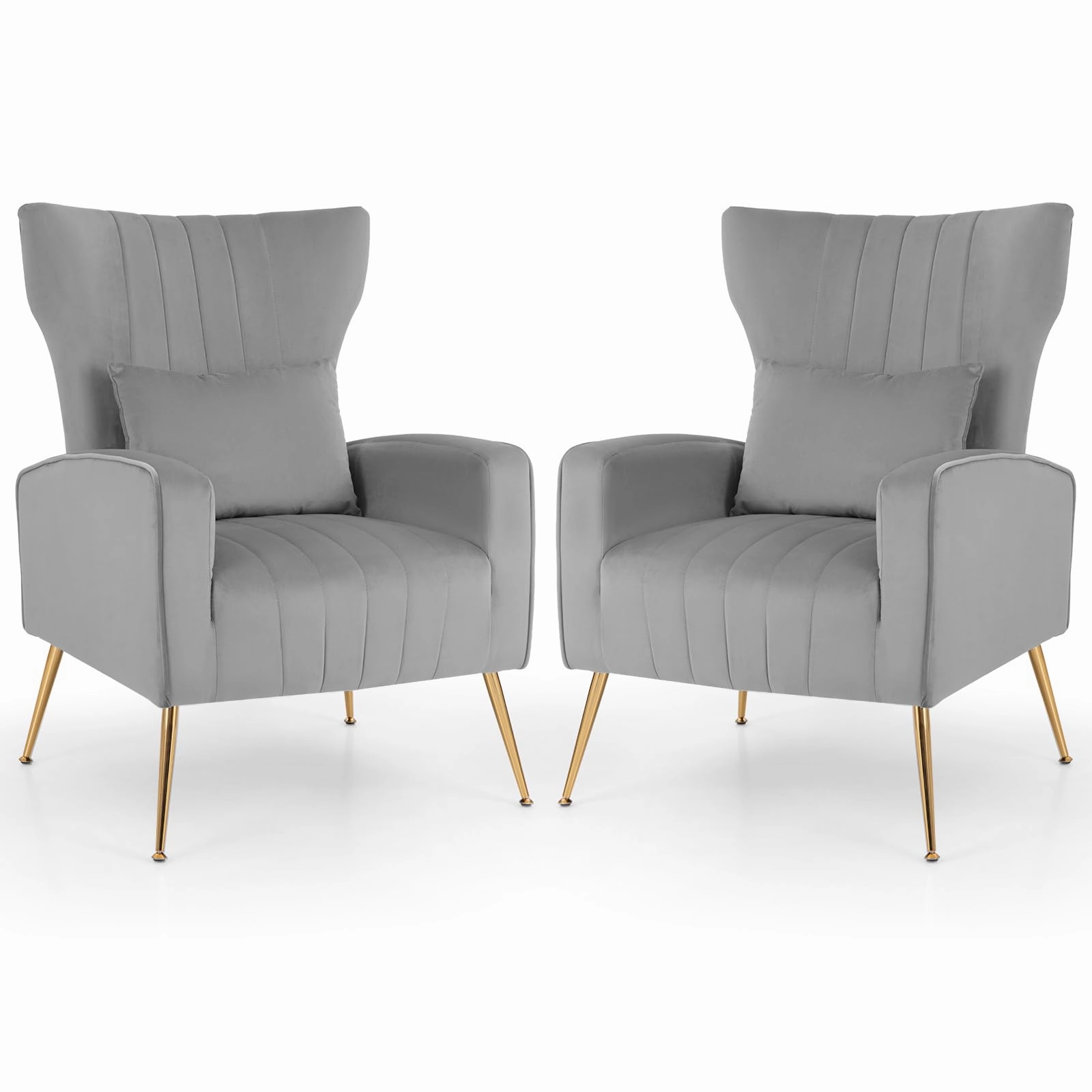 Giantex Velvet Accent Chair with Lumbar Pillow