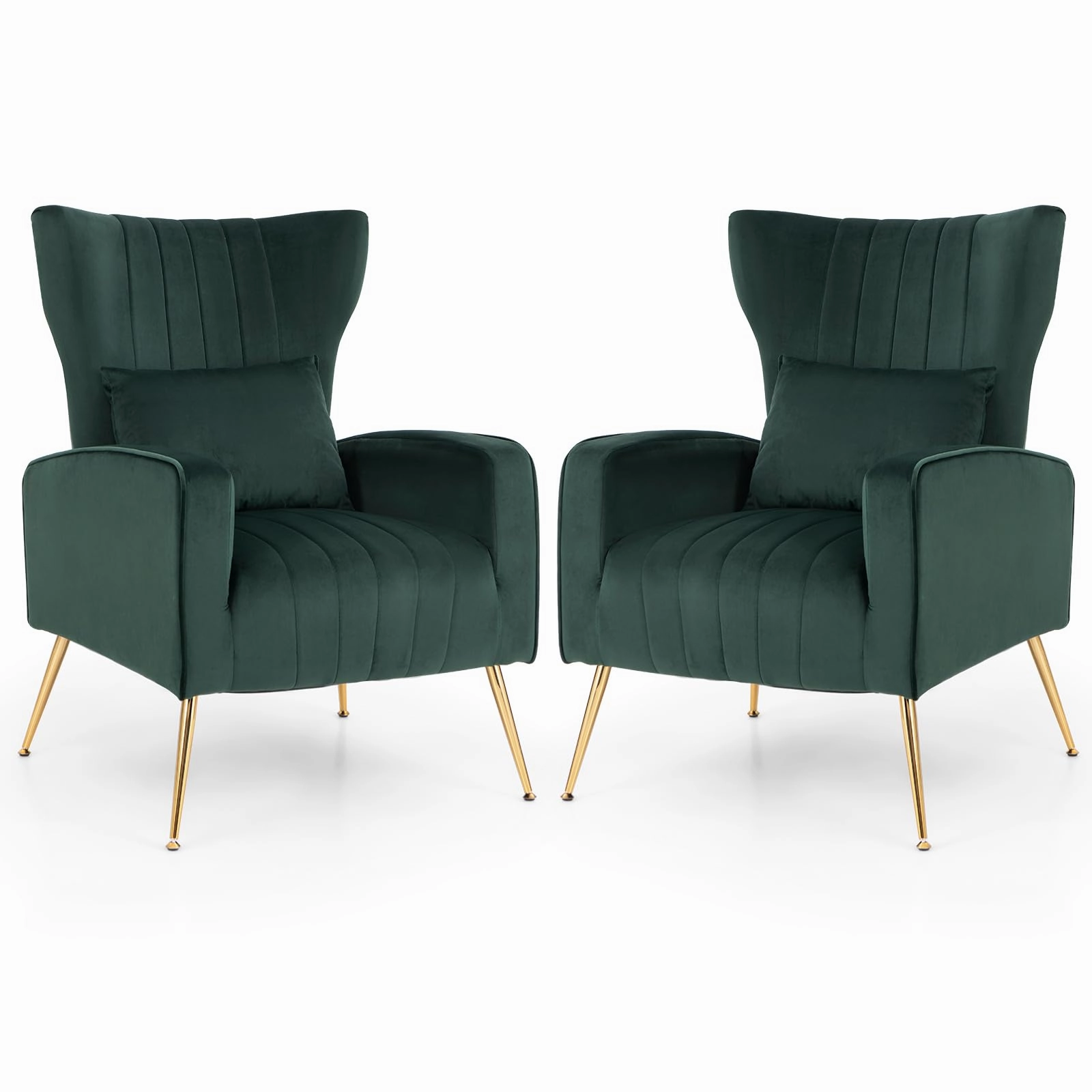Giantex Velvet Accent Chair with Lumbar Pillow