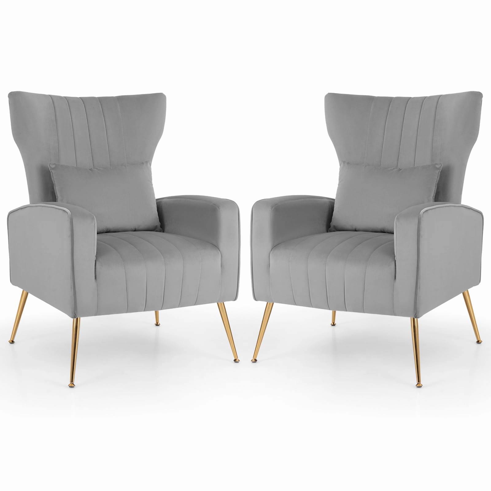 Giantex Velvet Accent Chair with Lumbar Pillow