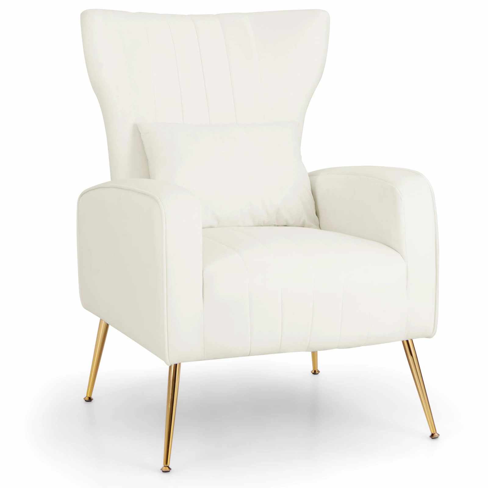 Giantex Velvet Accent Chair with Lumbar Pillow